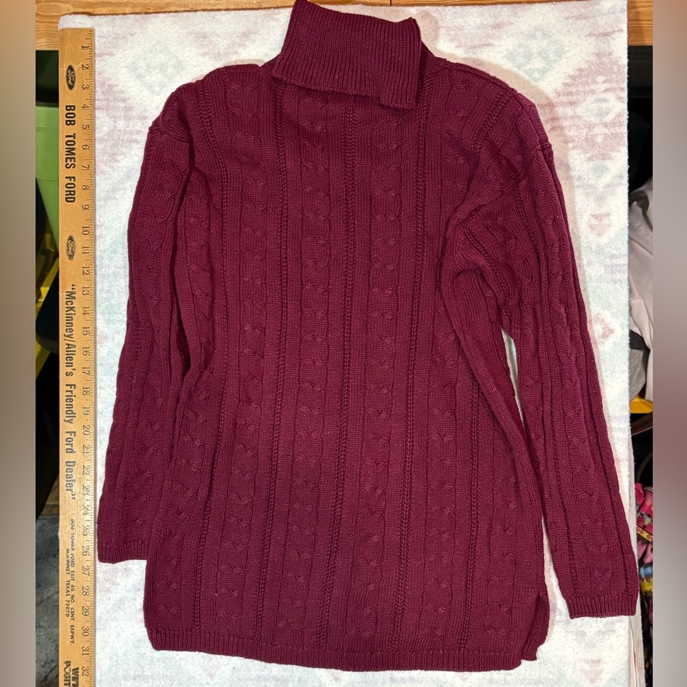 Women's Burgundy Turtleneck Sweater